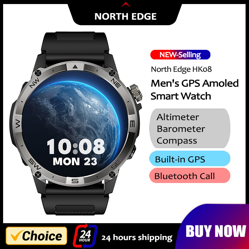Altimeter Compass Watch - NORTH EDGE GPS-Sport-Smartwatch, 1,43 Zoll Amoled-Display,